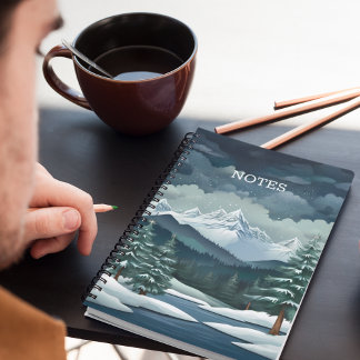 Caderno Espiral Cena da Floresta de Inverno