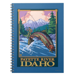 Caderno Espiral Cena da pesca com mosca - rio de Payette, Idaho