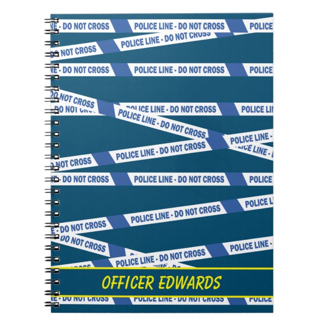 Caderno Espiral Cena de Crime Policial Não Atravesse Azul (Frente)