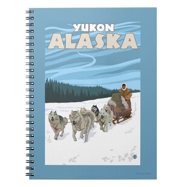 Caderno Espiral Cena de Dormência de Cachorro - Yukon, Alasca (Frente)
