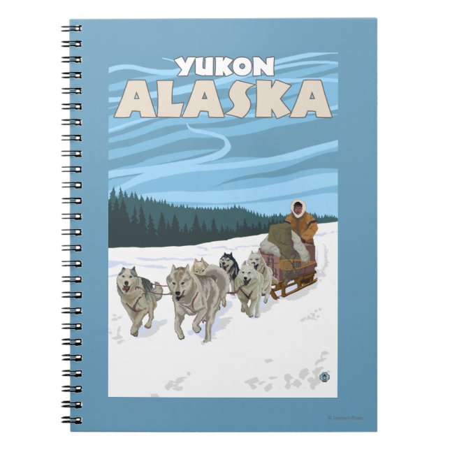 Caderno Espiral Cena de Dormência de Cachorro - Yukon, Alasca (Frente)
