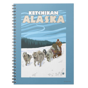 Caderno Espiral Cena de Dormência de Cães - Ketchikan, Alasca