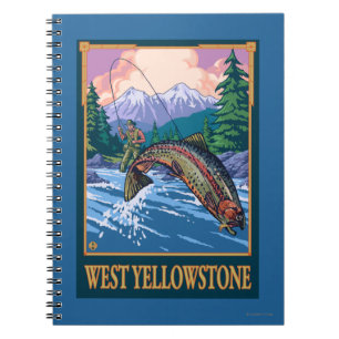 Caderno Espiral Cena de Pesca de Voo - West Yellowstone