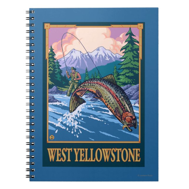 Caderno Espiral Cena de Pesca de Voo - West Yellowstone (Frente)