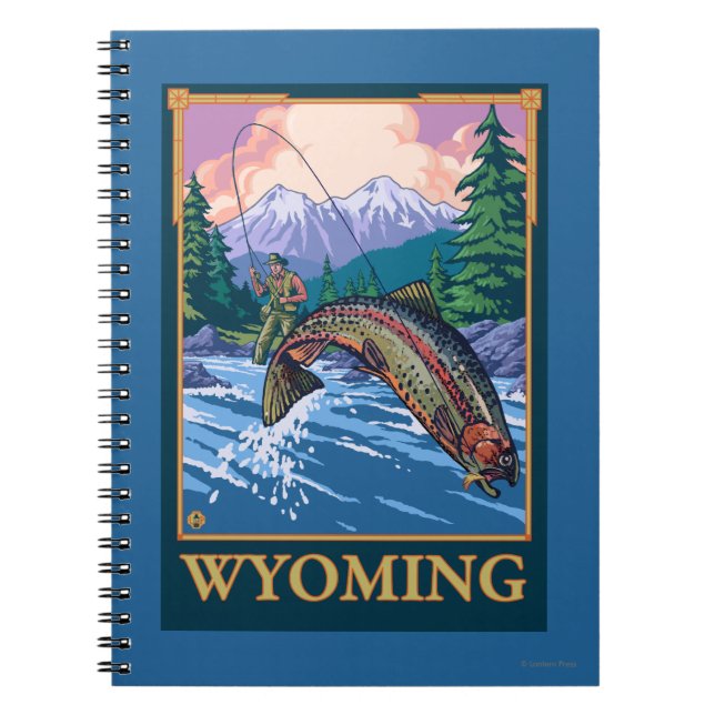 Caderno Espiral Cena de Pesca de Voo - Wyoming (Frente)