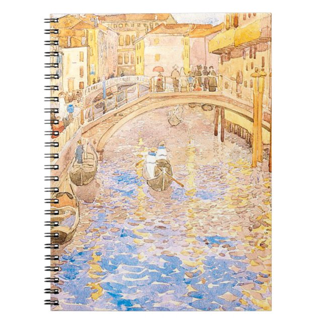 Caderno Espiral Cena do Canal Veneziano de Maurice Prendergast (Frente)