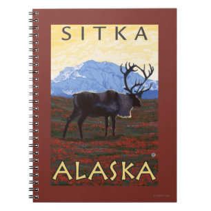 Caderno Espiral Cena do caribu - Sitka, Alaska