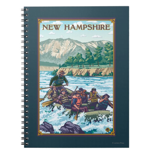 Caderno Espiral Cena Nova Hampshire River Rafting (Frente)