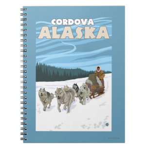 Caderno Espiral Cena Sledding do cão - Cordova, Alaska
