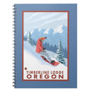 Caderno Espiral Cena Snowboarder - Timberline Lodge, Oregon