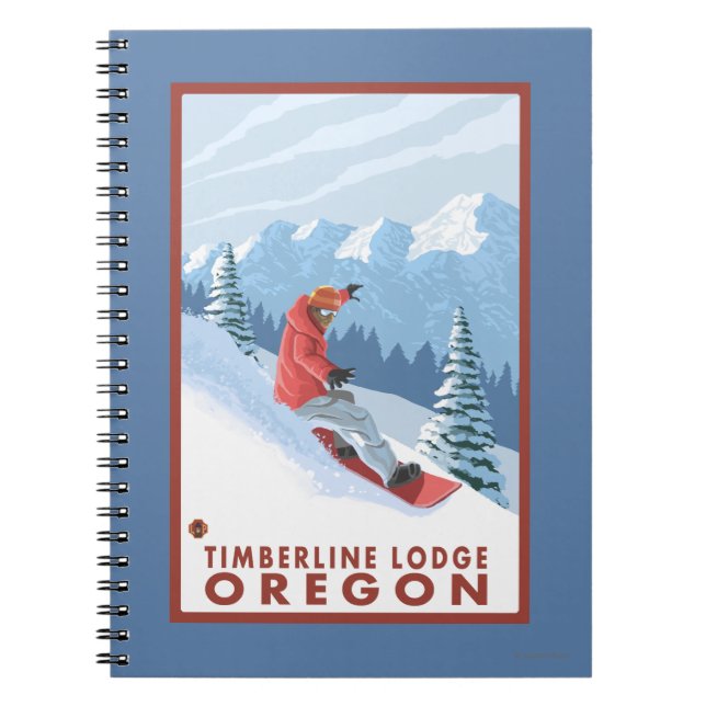 Caderno Espiral Cena Snowboarder - Timberline Lodge, Oregon (Frente)