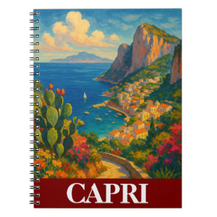 Caderno Espiral Cenário Retro Viagem Capri Itália