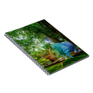 Caderno Espiral Cenário tropical exuberante do rinoceronte Slipper