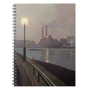 Caderno Espiral Central eléctrica de Chelsea em a noite