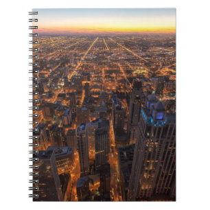 Caderno Espiral Centro de Chicago no por do sol