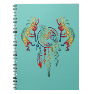 Caderno Espiral Cercador de Sonhos Baleia Kokopelli Indígena Ameri