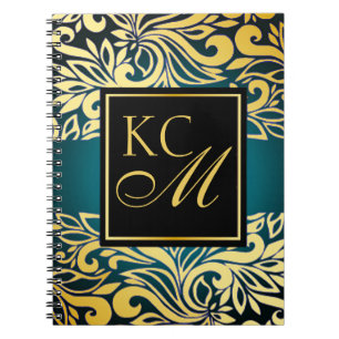 Caderno Espiral Cerceta floral ornamentado do Diário do