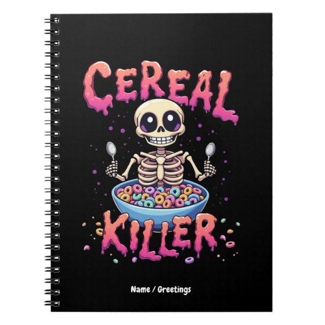 Caderno Espiral Cereal Killer Breakfast Cereal Engraçado Skeleton (Frente)