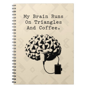 Caderno Espiral Cérebro Funciona Com Triângulos Café Humor Amante 