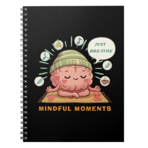 Caderno Espiral Cérebro Kawaii Meditando Bem-Estar Mental Zen Saú