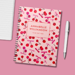Caderno Espiral Cereja e Laço Rosa