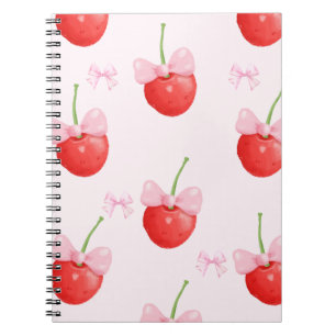 Caderno Espiral cereja vermelha e rosa volta às aulas