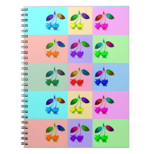 Caderno Espiral Cerejas coloridas - Pop Art