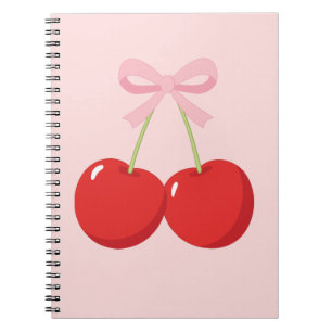 Caderno Espiral Cerejas Vermelhas com Armação Rosa Coquette Cottag