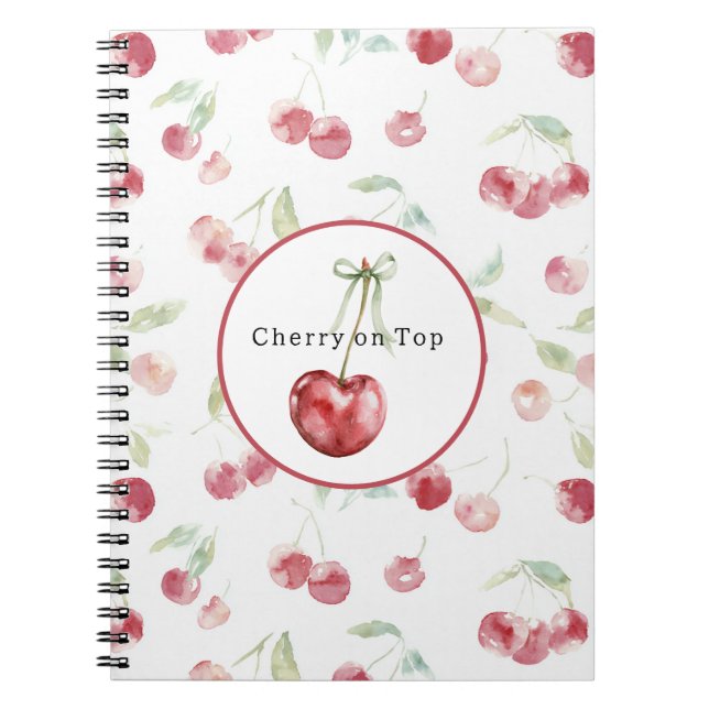 Caderno Espiral Cerejas Vermelhas Folhas Verdes (Frente)