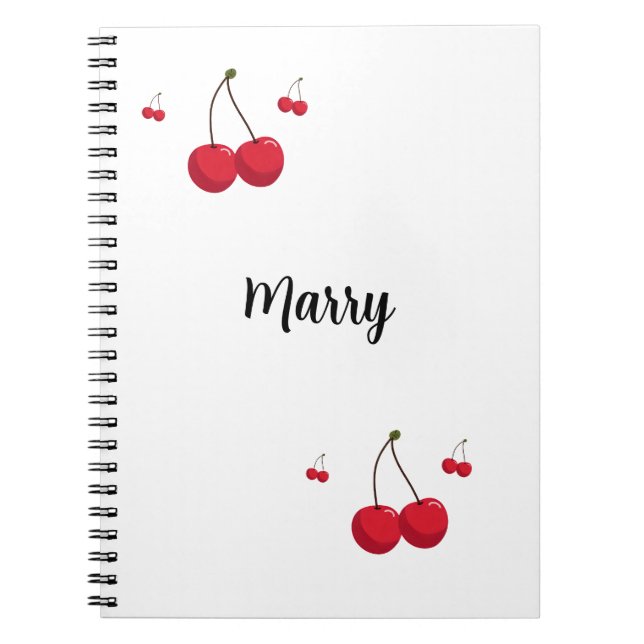 Caderno Espiral Cerejas Vermelhas Personalizadas, Cujas Fitas (Frente)