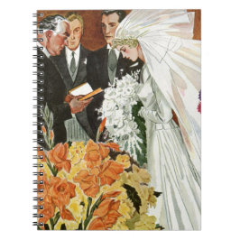 Caderno Espiral Cerimônia de Casamento Antigo com Noiva e Noivo
