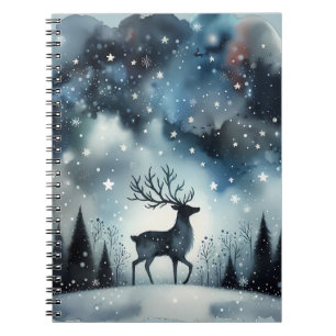 Caderno Espiral Cervo Noturno Invernal Estrelado