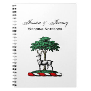 Caderno Espiral Cervo Veado junto à Árvore Emblema do Brasão Herál