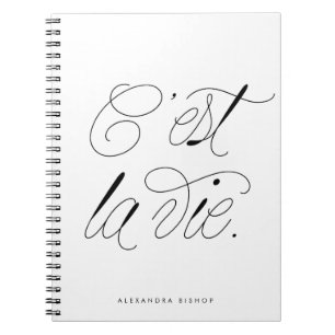 Caderno Espiral C'est La Vie Modern Script Personalizado