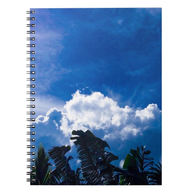 Caderno Espiral Céu Azul Brilhante Com Nuvens (Frente)
