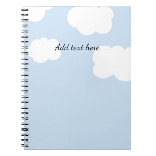 Caderno Espiral Céu Azul, Modelo de Nuvens Brancas Fluffy,