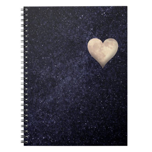 Caderno Espiral céu estrelado com coração branco (Frente)