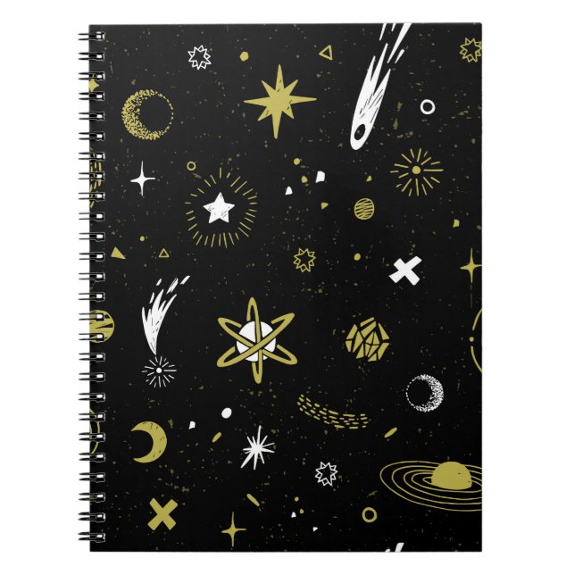 Caderno Espiral Céu noturno: padrão cosmico perfeito. (Frente)