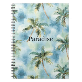 Caderno Espiral Céus Azuis Palmeiras Ilha Tropical