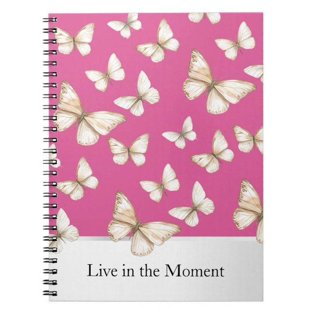 Caderno Espiral Céus Cor-de-Rosa & Borboletas  (Frente)