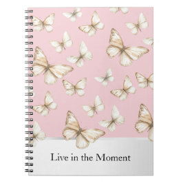 Caderno Espiral Céus Rosa Bege e Borboletas