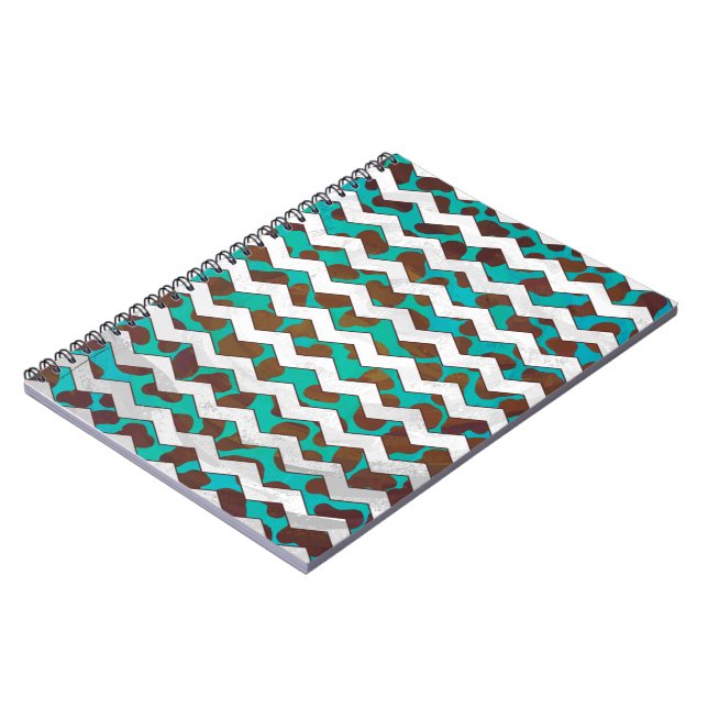 Caderno Espiral Cevron Dalmaciano Brown e Teal (Left Side)
