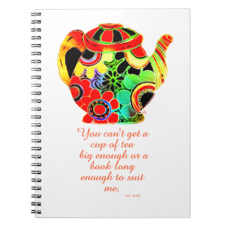 Caderno Espiral Chá C.S. Lewis, abstrato, Pop, e citação de livros