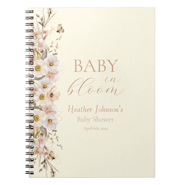 Caderno Espiral Chá de Bebê Boho Neutro Baby In Bloom (Frente)