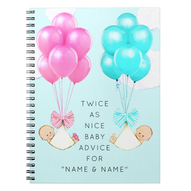 Caderno Espiral Chá de Bebê Gêmeos (Frente)
