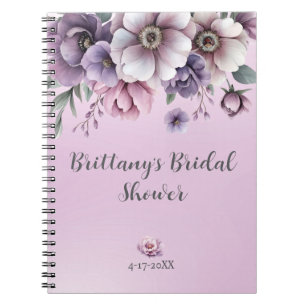 Caderno Espiral Chá de Bebê Lavanda Floral Aquarela