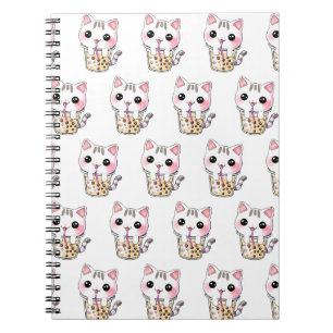 Caderno Espiral chá de bolhas do gato kawaii