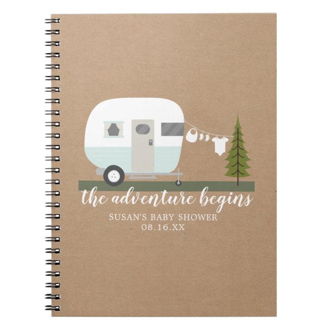 Caderno Espiral Chá de fraldas Adventure Retro Trailer Camper Boy (Frente)
