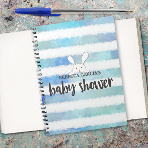 Caderno Espiral Chá de fraldas Azul Stripe Branco Coelho Coelho Br