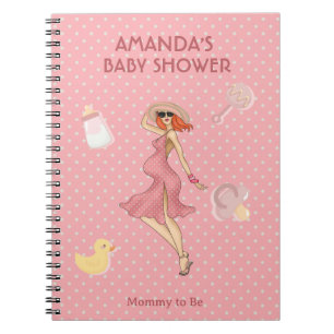 Caderno Espiral Chá de fraldas da Mamãe vermelha 2